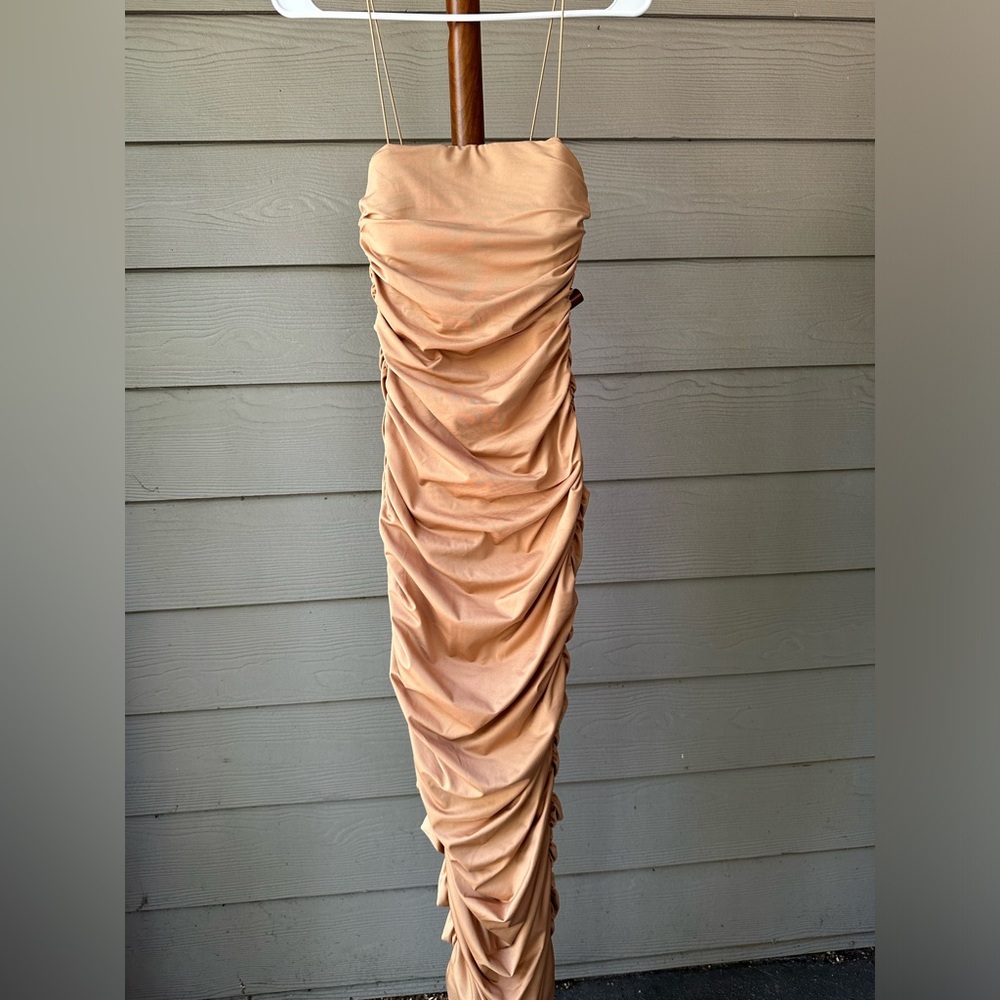 Bodycon Dress with Ruching. Padded